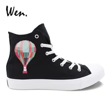 Вэнь черный высокие холщовые туфли горячий воздух воздушный шар дизайн шнуровка повседневные плоские кроссовки мужские и женские педали Платформа шнуровка плимсоллы