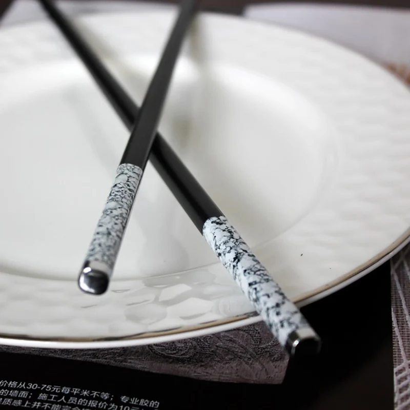 Sushi Chopsticks Luxury Marble Pattern Alloy black chop sticks