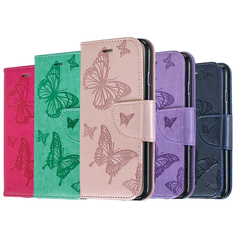 

2019 New Butterfly Flip Case For Huawei Y7 2019 Cover PU Leather Pouch Wallet Bag For Huawei Y7 Prime 2019 Case Cell Phone Book