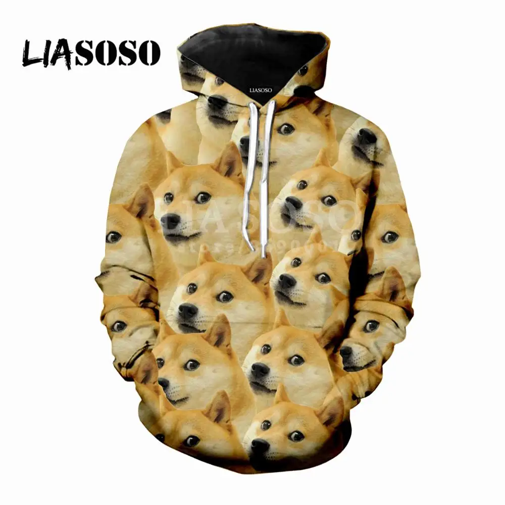 LIASOSO прикольные shiba Inu Doge собака уход за кожей лица 3D принт Для женщин Для мужчин Толстовки с капюшоном толстовки пуловер свободного покроя в стиле «хип-хоп» X0485