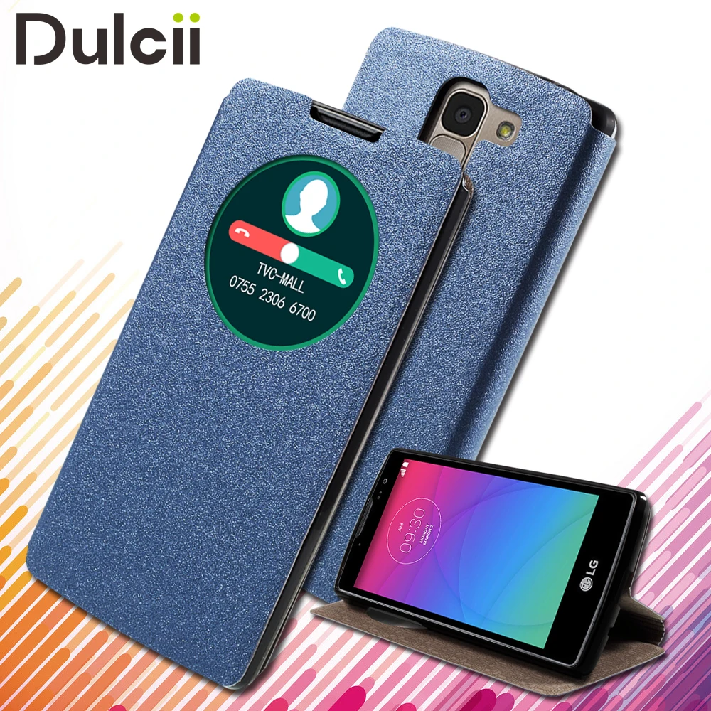 DULCII Case for LG Spirit h440y h422 h440n Cover Sand-like Texture Leather View Window Coque H 440Y 422 H440 N | Мобильные телефоны