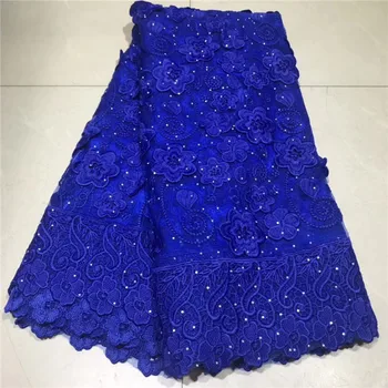 

Latest French Lace Fabric 2019 High Quality Lace Embroidery French Mesh With Stones Nigerian Lace Fabrics Material WY6