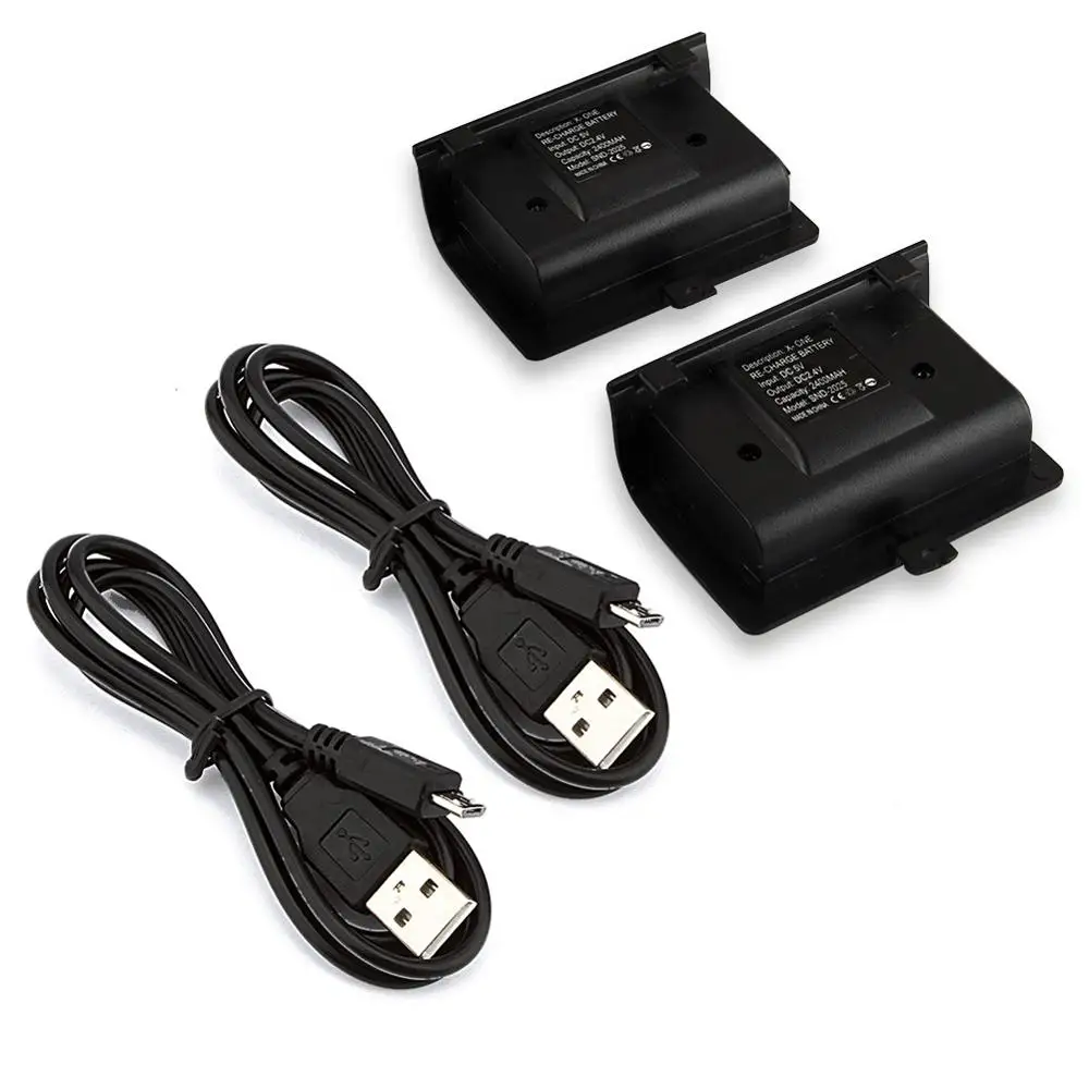 

For XBOX ONE Controller Charging Kit 2 x 2400mAh Batteries + USB Cable Wireless Gamepad Joypad Rechargeable Backup Battery Pack