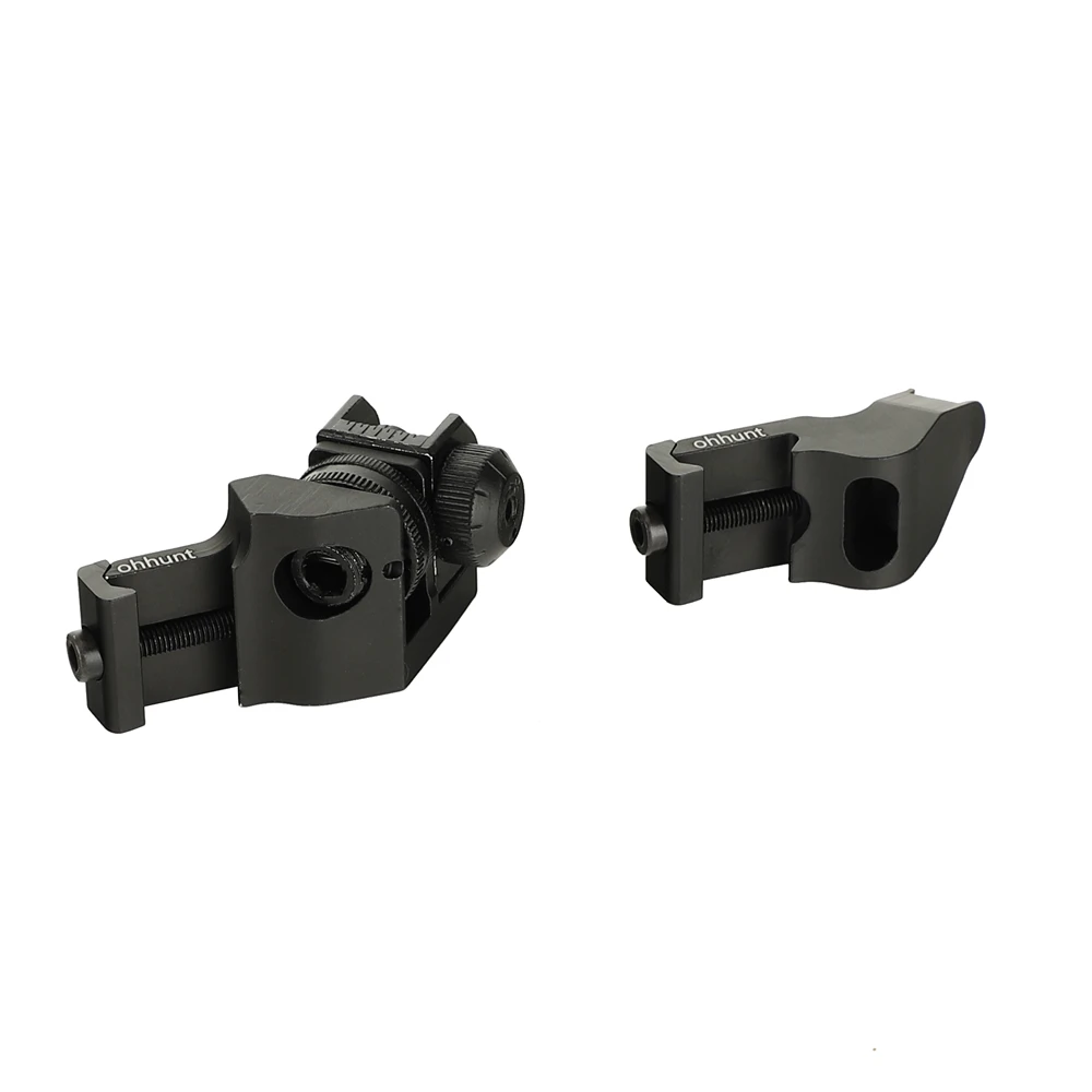 ohhunt Front and Rear 45 Degree Offset Hunting Tactical Rapid Transition BUIS Backup Iron Sight Set (4)