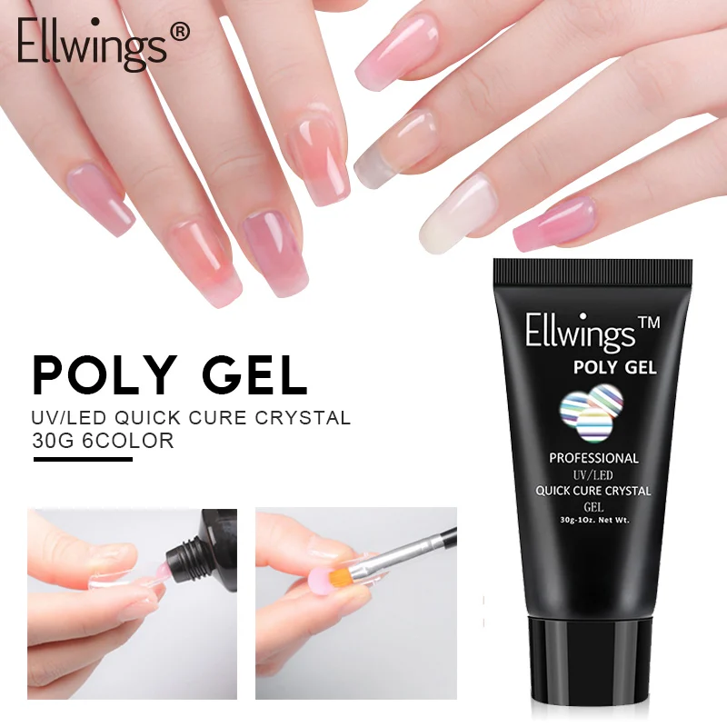 Ellwings Transparent Quick Building Gel Poly Gel Nail Tips Finger
