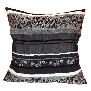 

Decorative Black Cushion Cover,Square Throw Pillows Case Covers, Chenile Jacquard Cushion Cover 45x45cm