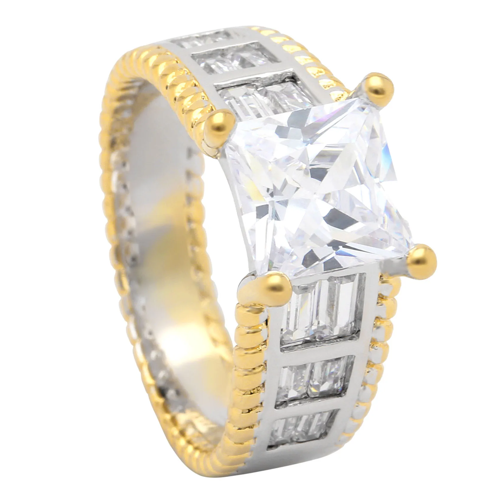 Buy Elagant Large Cubic Zirconia Fzshion White Brown