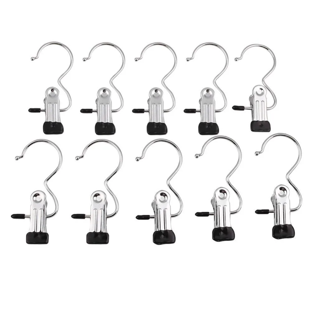 10pcs Laundry Stainelss Steel Clothes Pin Boot Shoes Storage Hanger