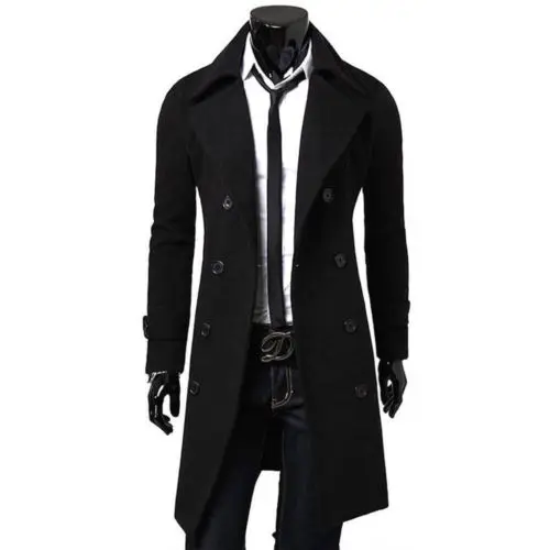 Популярный модный мужской Тренч, теплая утепленная куртка, шерстяное длинное пальто теплое