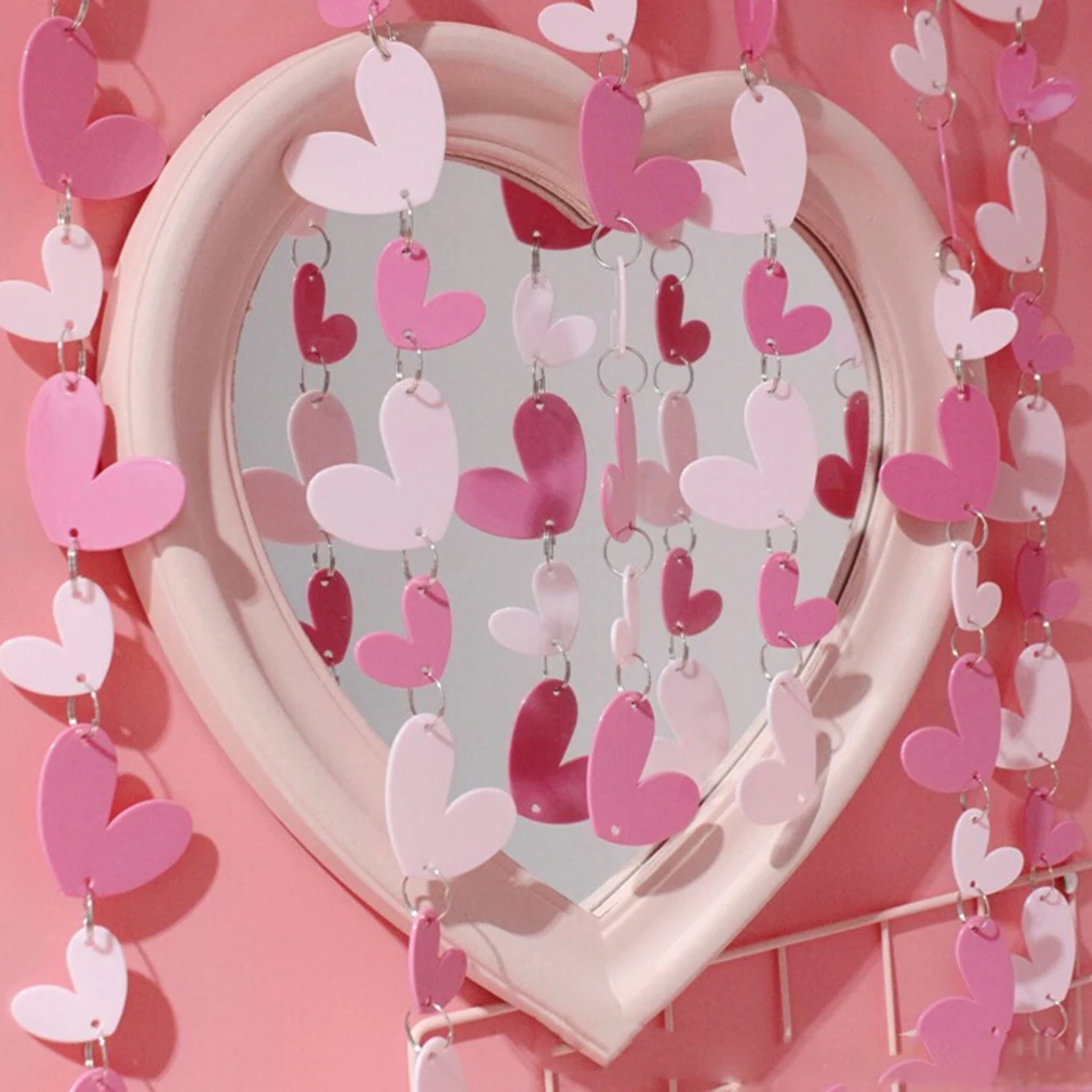 

Pink Heart-shaped DIY Bead Curtain Luxury Living Room Bedroom Window Door Wedding Living Room Decoration Accessories