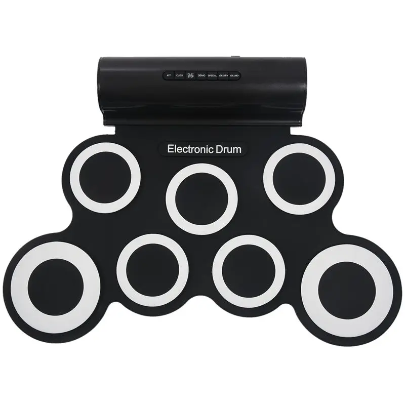 

Portable Electric Drum Digital Mono Electronic Drum Set 7 Silicon Pads Built-in Speaker USB Powered with Drumsticks Foot Pedal