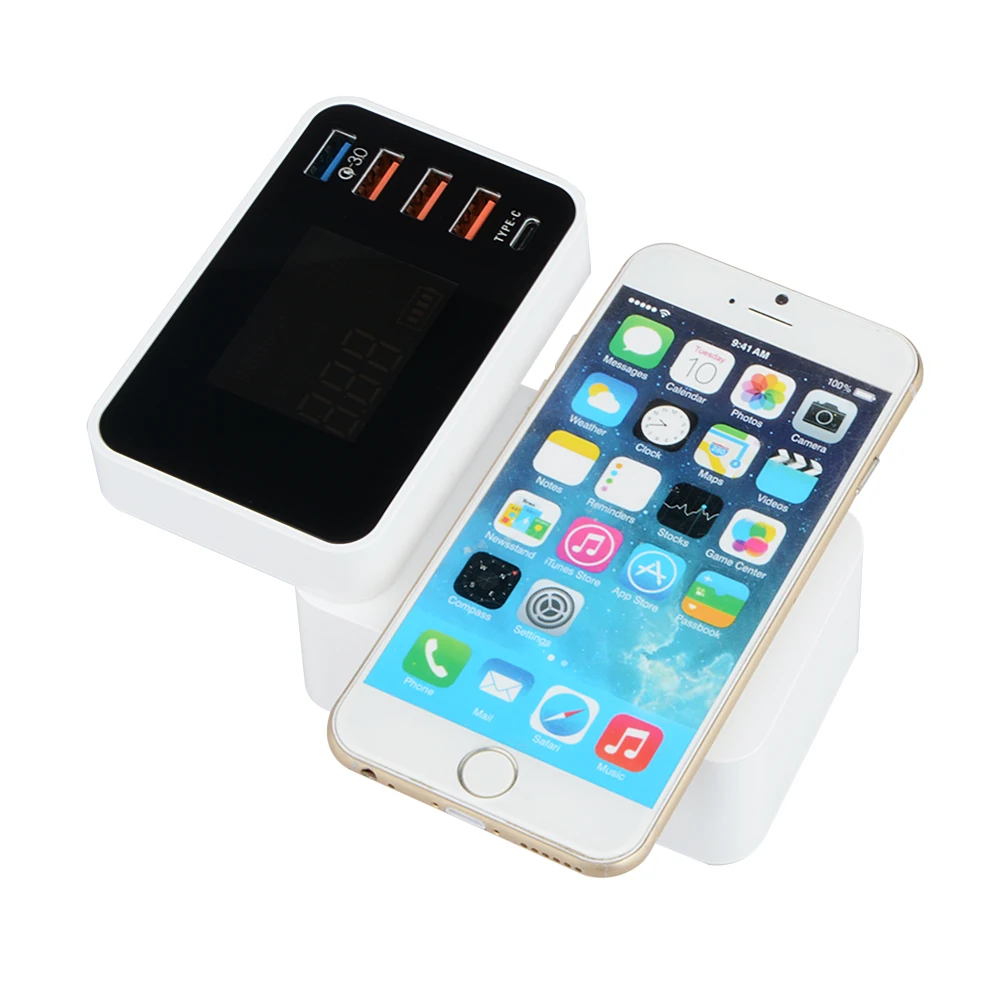 

Type C USB QC 3.0 Fast Charge Qi Wireless Charger With LCD Voltage Current Display For iPhone Samsung Huawei Phone Tablet