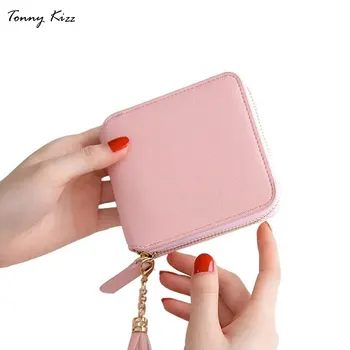 

Tonny Kizz mini wallets women PU leather female purse short with tassel ladies money bag solid coin pocket fashion small wallet