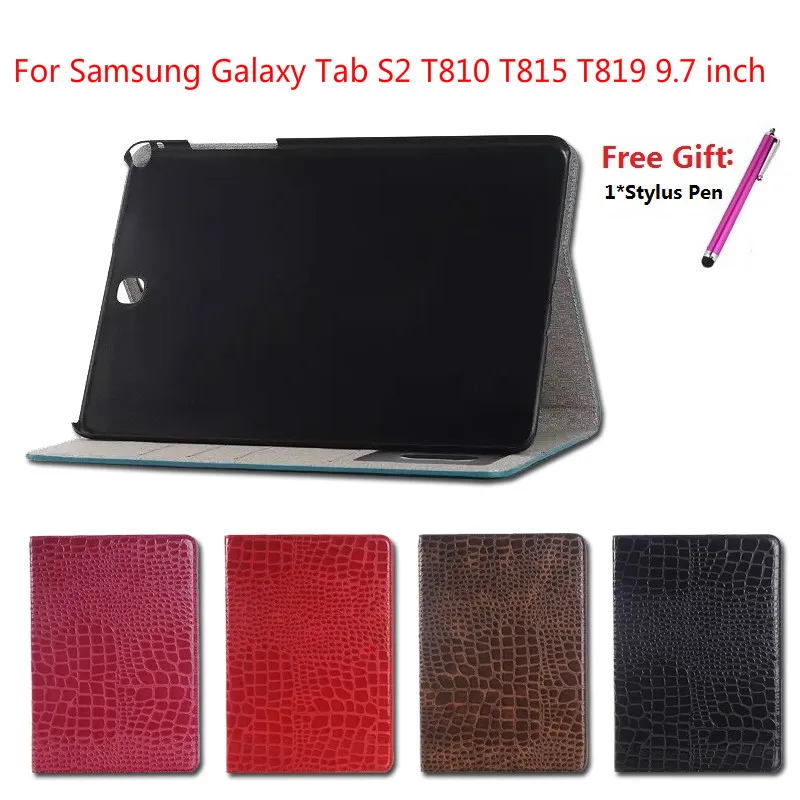 

Crocodile Pattern Style Case For Samsung Galaxy Tab S2 T810 T815 T819 9.7 inch Tablet PU Leather case with Card slot +Stylus Pen