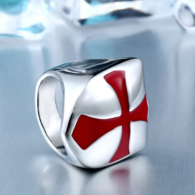 BEIER New arrive Stainless Steel Knights Templar Ring With Red Cross for men jewelry for man Gift drop shipping BR8-466