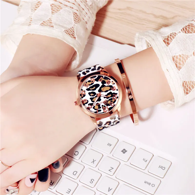 

Wrist Watch Top Brand Luxury Ladies Leopard Print Quartz Watch Silicone Strap Women Watches Female Bracelet Clock montre femme