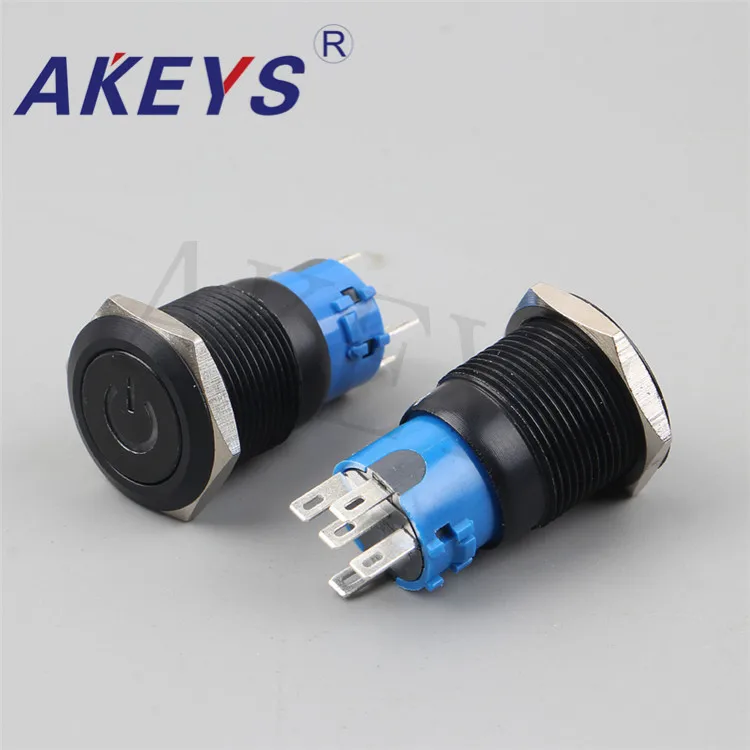 PX19B-P11Z-Power-A Momentary Latching Press Button 19mm Push Switch Black Shell