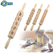KMYC деревянный помадка торт Скалка тиснение выгравированный ролик для пиццы для лапши пельменей кондитерский креативный шаблон инструмент для выпечки