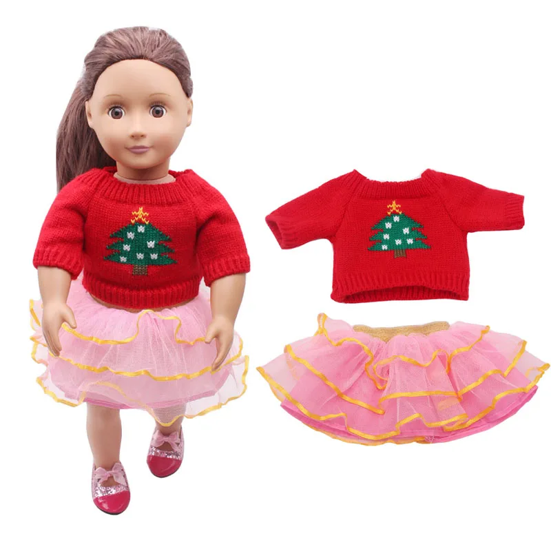 

Fit 18 inch 43cm Doll Clothes Born New Baby Doll Red Purple Pink Christmas Tree Yarn Skirt Accessories For Baby Birthday Gift