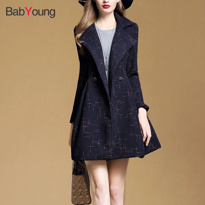 

BabYoung Winter Coat Women's Long Maxi Coat Winter Blends Coat Runway Fashion Blue Thick Warm coat Outfit