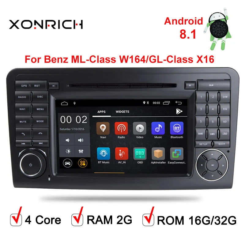

Car Multimedia Player 2 din Android 8.1 Car DVD GPS Navi For Mercedes/Benz/GL ML CLASS W164 ML350 ML450 ML500 GL320 DAB BT WIFI
