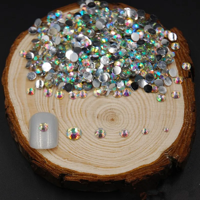 4 Sizes 2-5MM Mixed Sizes 2000pcs Crystal Clear AB Acrylic Rhinestones Manicure DIY Nail Art Tips Guides Stickers Stencil Str