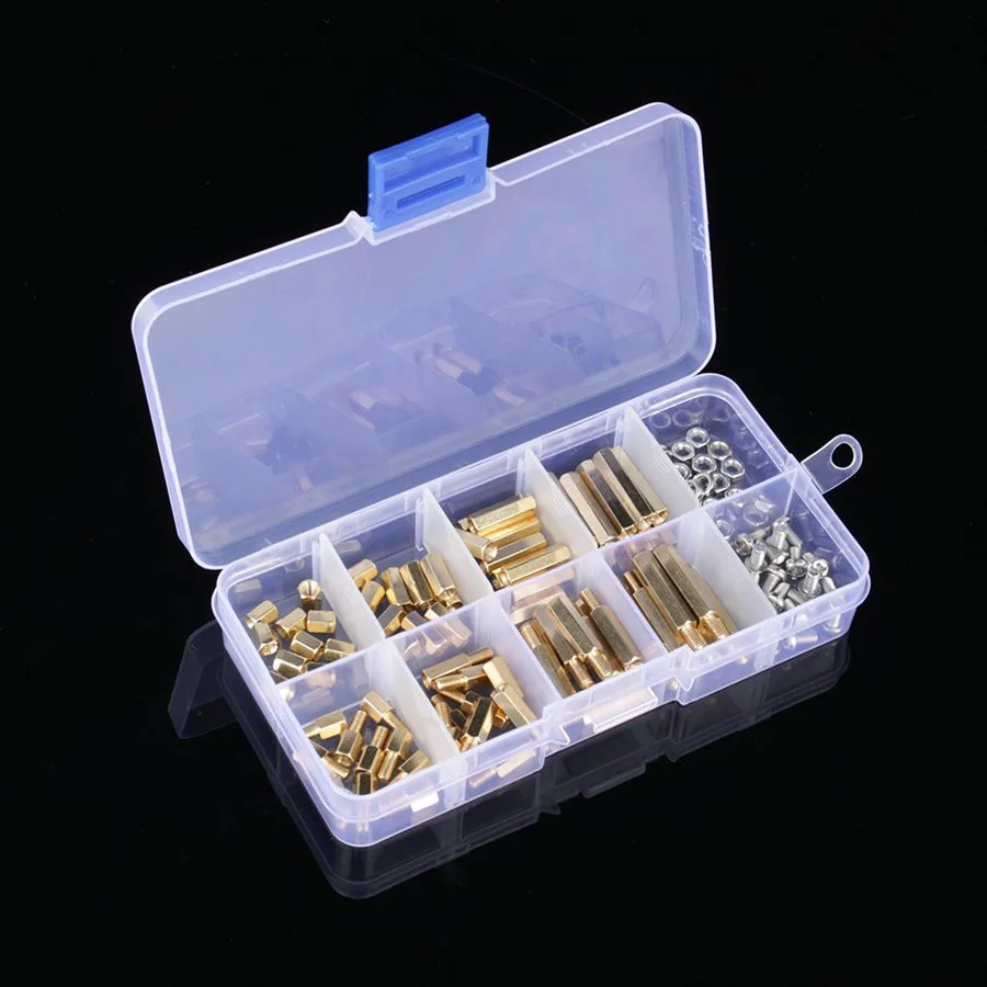 120pc Brass Hex Spacer M2 Screw Separator Stand off Standoff Set Kit Spacers PCB 