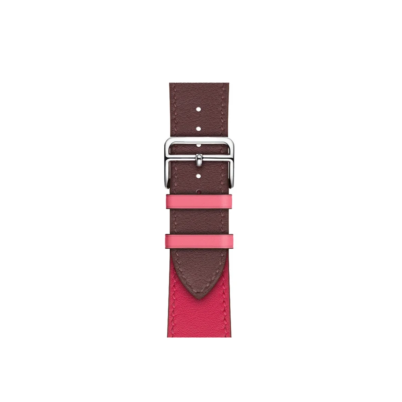 Дизайн кожаный ремешок для Apple Watch ремешок 44 мм 40 мм Hermes Double Tour Correa 42 мм 38 мм ремешок для часов Iwatch серия 5 наручные часы - Цвет ремешка: Single loop 07