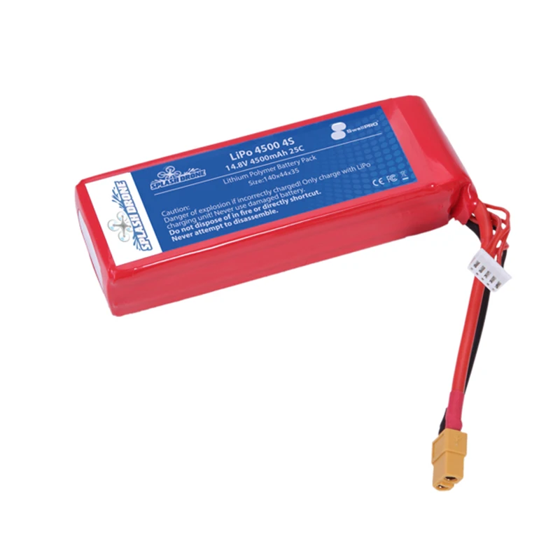 SwellPRO 4500mAh 25C 14.8V 4 Cell LiPo Battery for FPV Quadcopter Rc