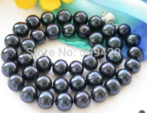 

Shipping AA 17" 10-11mm BLACK ROUND FRESHWATER PEARL NECKLACE (C0309)