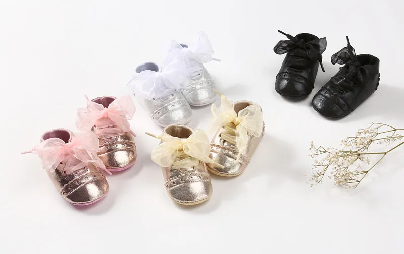 WONBO/Новинка года; обувь для маленьких девочек; обувь для малышей; милые кружевные туфли принцессы с лентой; Лидер продаж; цвет розовый, золотой, серебристый, черный