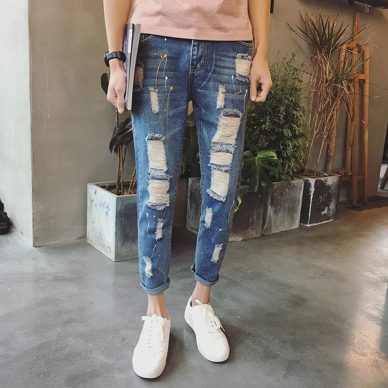Jeans Men Patchwork Designer Patched 
