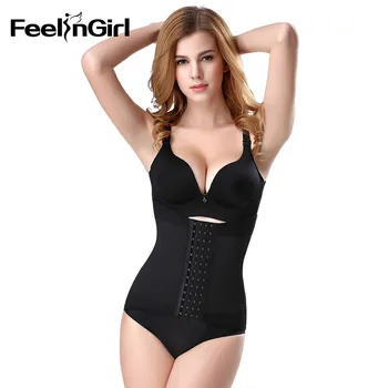 

FeelinGirl Women 4 Rows Clips Hooks Latex Waist Trainer Belt Firm Tummy Control Slimming Shapewear Breathable Elastic Cincher