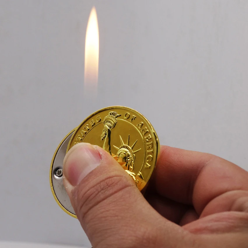 

Portable Mini Coins Lighters Keychain Metal Cigarette Gas Lighter Key Ring Creative Gas Lighters Funny Tools Gadgets Men Gifts