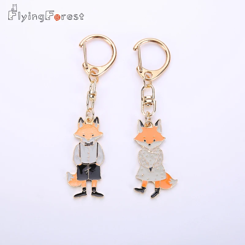 

Flyingforest Cute Fox Keychain Women And Men Accessories DIY Pendants 2019 Men Jewelry Boyfriend Gift Fashion Unisex Key Chains