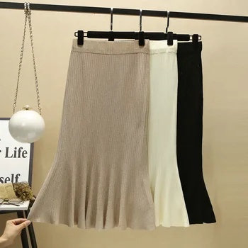 

2019 Spring New Arrival Korean Style Elegant High Waist Long Skirt For Women Chic Mermaid Office Skirts Womens clothes