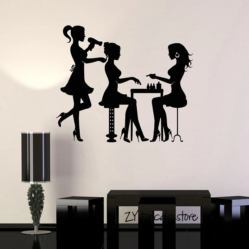 Beauty Nail Salon Wall Decals Spa Hair Stylist Wall Stickers Art Mural