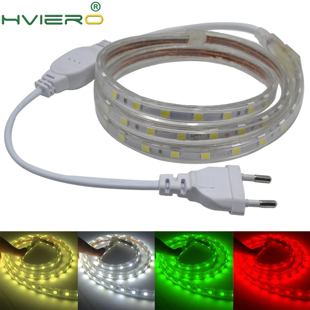 

220V SMD 5050 Waterproof Flexible Led Strip 60Leds/M Outdoor Garden String Atmosphere Lamp 1M 2M 3M 4M 5M 6M 8M 10M 12M 15M 20M