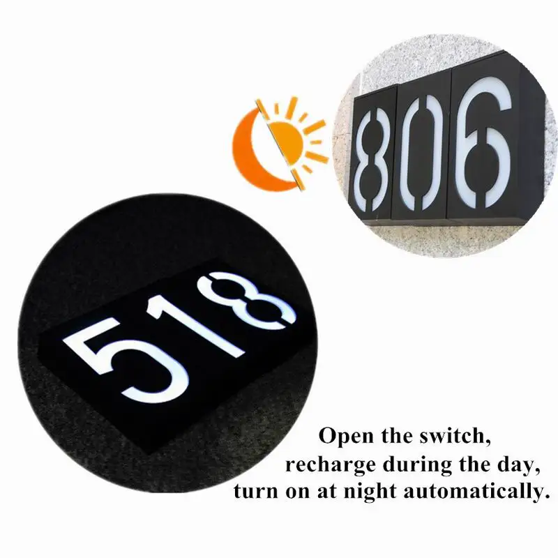 Chiclits LED Solar Powered Wall Mount Light 6 LED Bulb Illumination Doorplate Lamp House Number Porch Lights With Solar Battery (5)