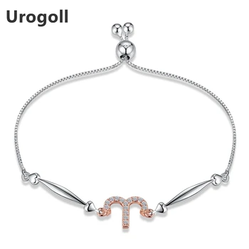

Noble Fashion S925 Sterling Silver 12 Constellation Bracelets For Women Cubic Zirconia Aries Charm Bracelets Wedding Jewelry Gift