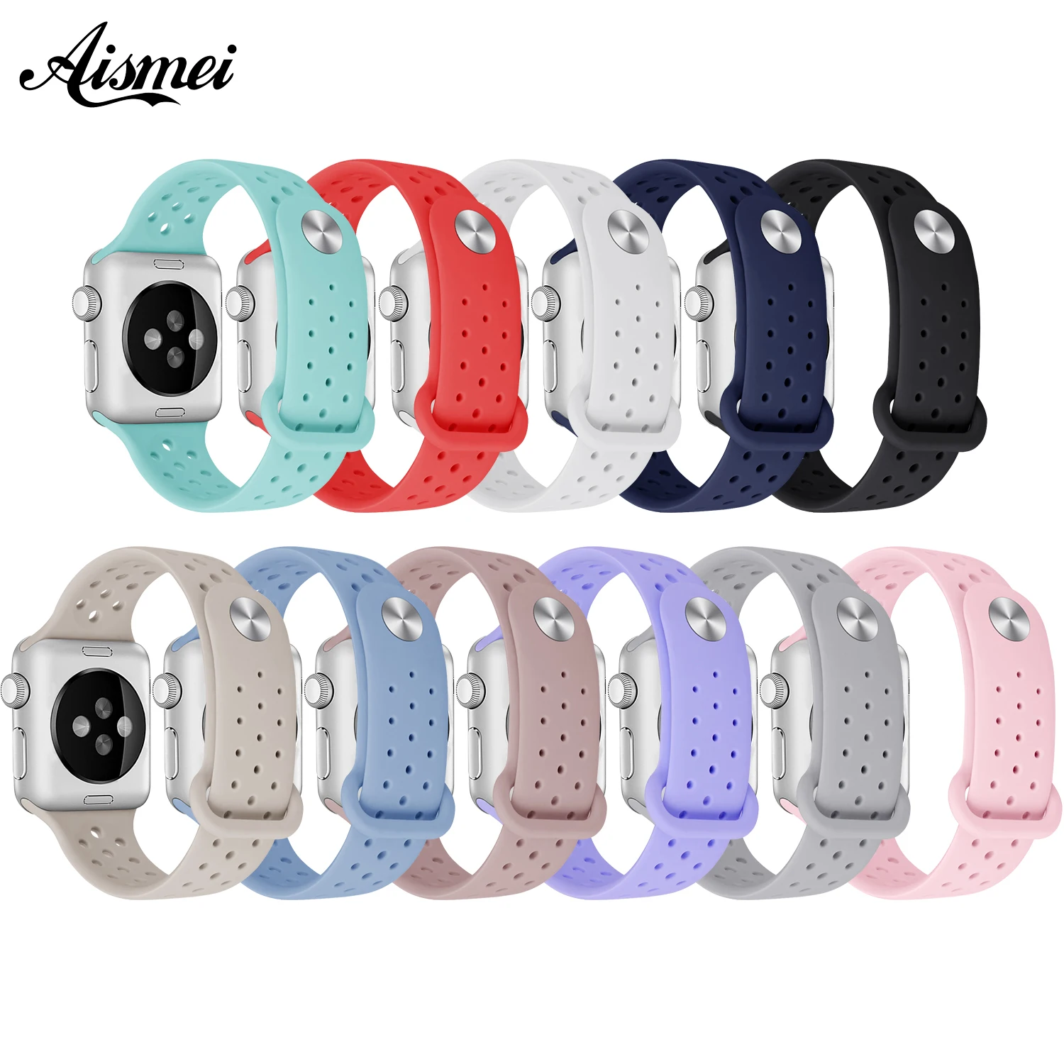 

New Watch Bands for Apple Watches Women Men Soft Silicone loop Band for iwatch 38mm 42mm Sports watchband Series 3 2 1 Strap