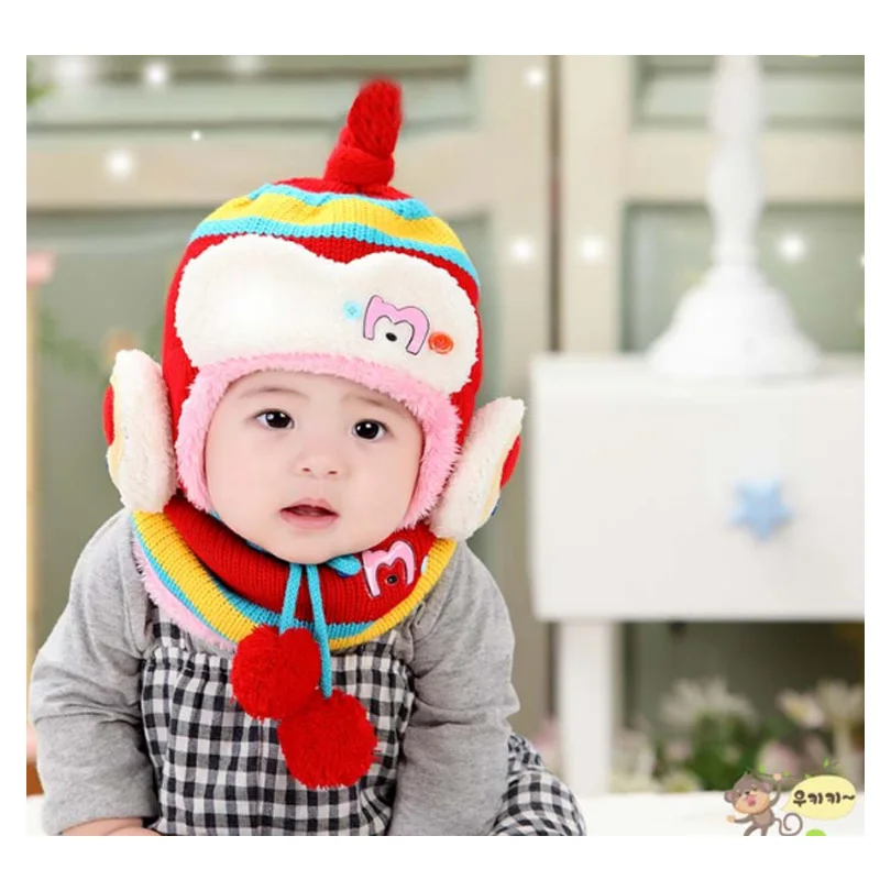 Children winter costume hat ear muff crochet baby hat scarf set toddler headband warm Knit baby caps All For Children’s Clothing