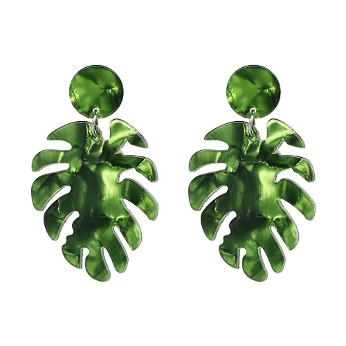 Серьги JUJIA полимерные женские с большими листьями винтажные массивные украшения