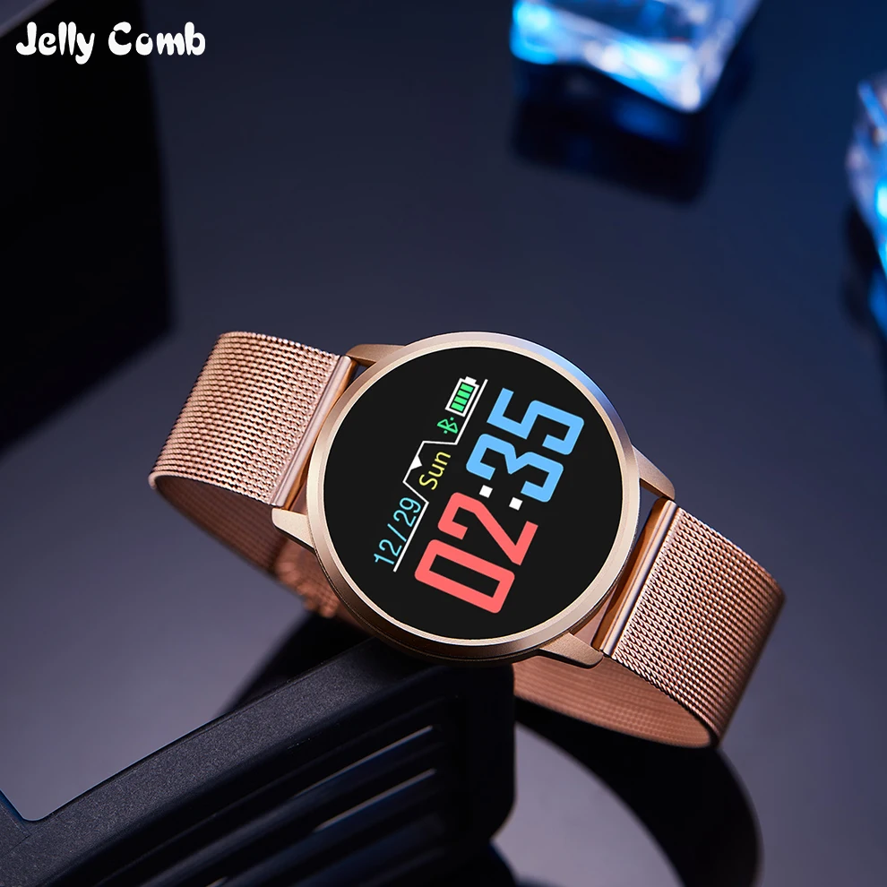 Jelly Comb 2019 Bluetooth Q8 Smart Watch for iPhone Huawei Waterproof Heart Rate Tracker Blood Pressure Oxygen Sport Smartwatch