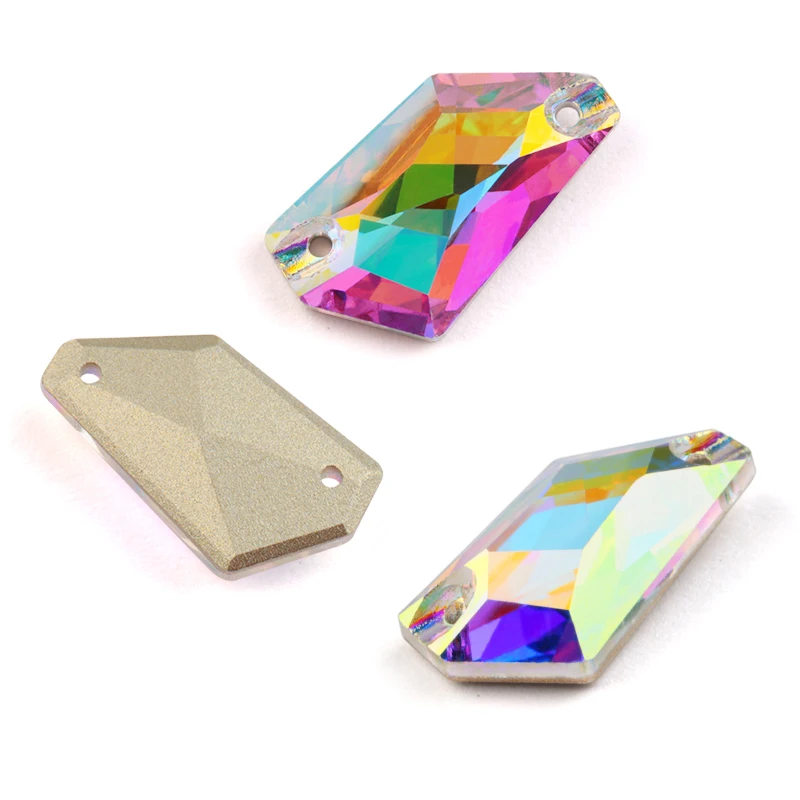 Skup Aaaa jakość kryształ ab 12x24mm szyć na kamieniu szkło dno cięte powierzchni Rhinestone szyte szklane kryształki