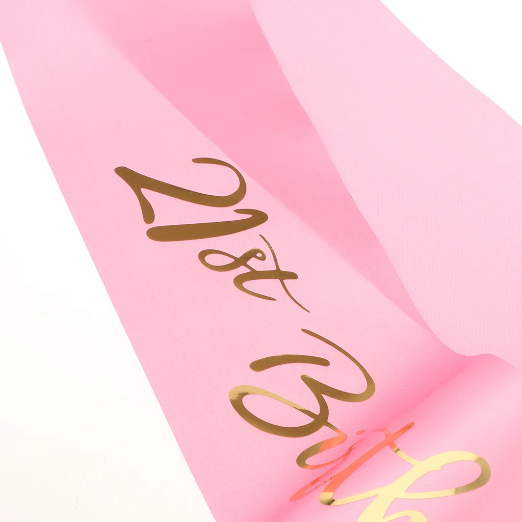 21st Birthday Baby Glitter Satin Sash Princess Happy Birthday Party Celebration Supplies adult Party Decoration Gift Black Pink 