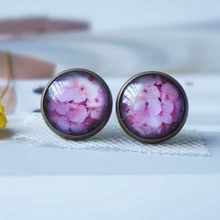 Pendiente de flor Rosa mujer señora lindo cristal pendiente de moda hecho a mano retro vintage Hortensia stud pendientes 12mm