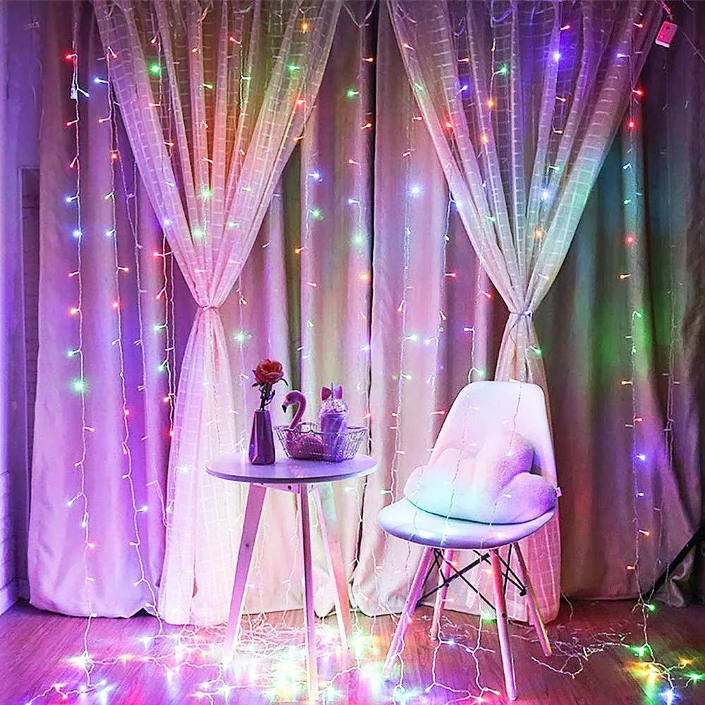 3X3M LED Icicle Curtain String Light Christmas Fairy Lights Wedding Party Home Garden Bedroom Outdoor Indoor Wall Decorations