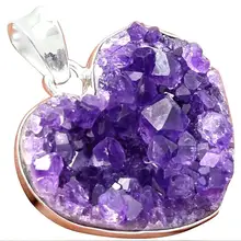Lovegem аметист drusy кулон 925 пробы серебряные ювелирные изделия, 38 мм, AP2182