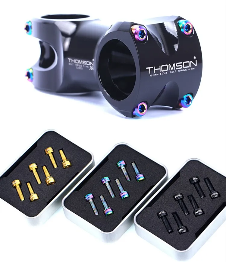 

RISK 6pcs Bicycle Handlebar Stem Titanium Alloy Bolts M5*18/20mm Fixed Screw for Bike Stem High Quality Stem Bolts